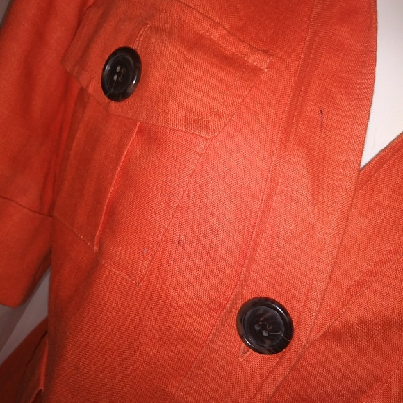 Orange Button Coat Anne Klein Short Sleeve - Picture 5 of 7